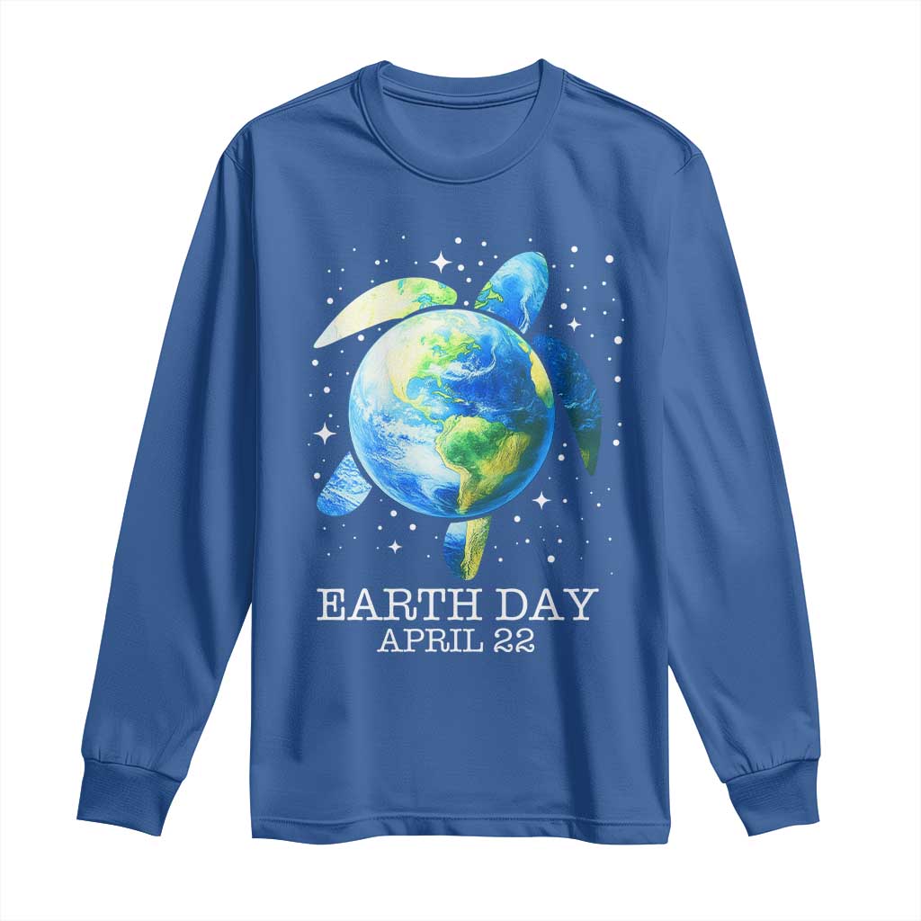Earth Day Sea Turtle Long Sleeve Shirt Restore Earth Save The Planet TS02 Royal Blue Print Your Wear