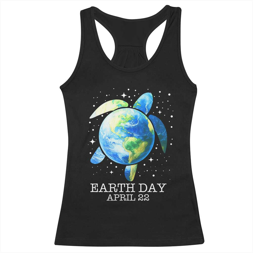 Earth Day Sea Turtle Racerback Tank Top Restore Earth Save The Planet TS02 Black Print Your Wear