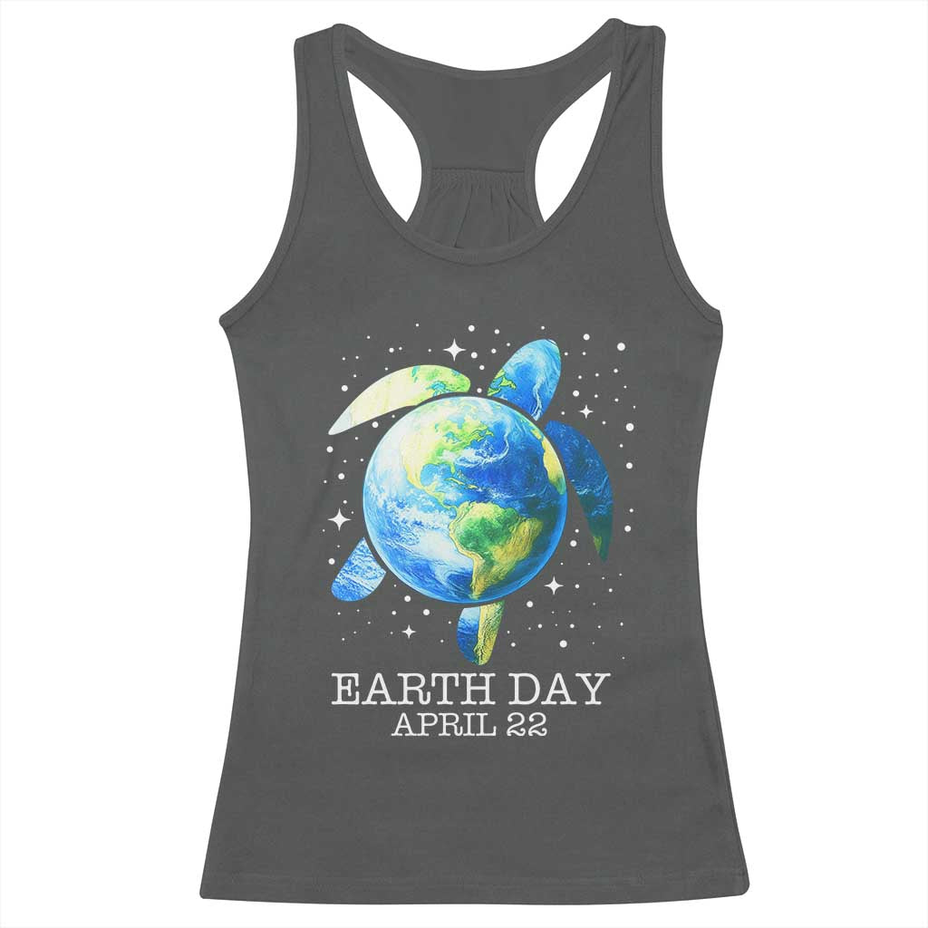 Earth Day Sea Turtle Racerback Tank Top Restore Earth Save The Planet TS02 Dark Heather Print Your Wear