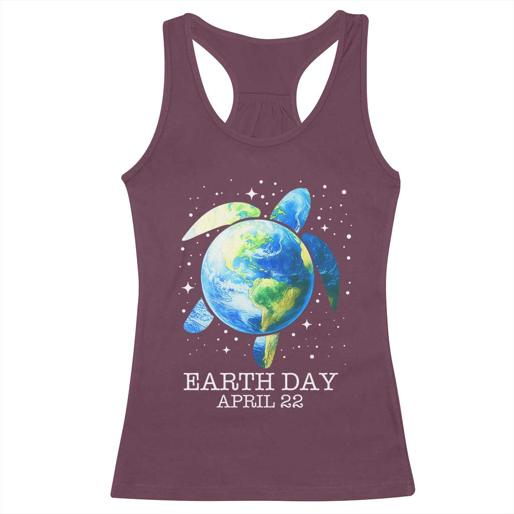 Earth Day Sea Turtle Racerback Tank Top Restore Earth Save The Planet TS02 Maroon Print Your Wear