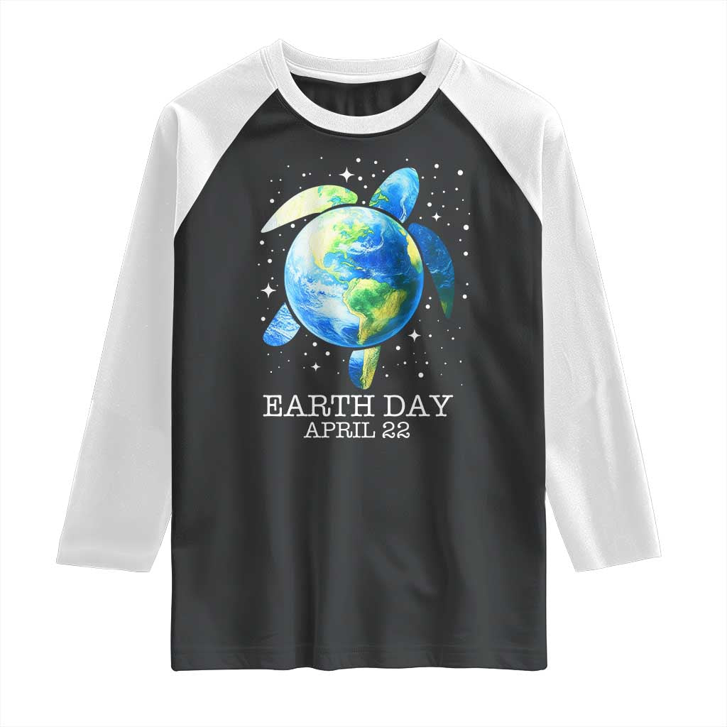 Earth Day Sea Turtle Raglan Shirt Restore Earth Save The Planet TS02 Black White Print Your Wear