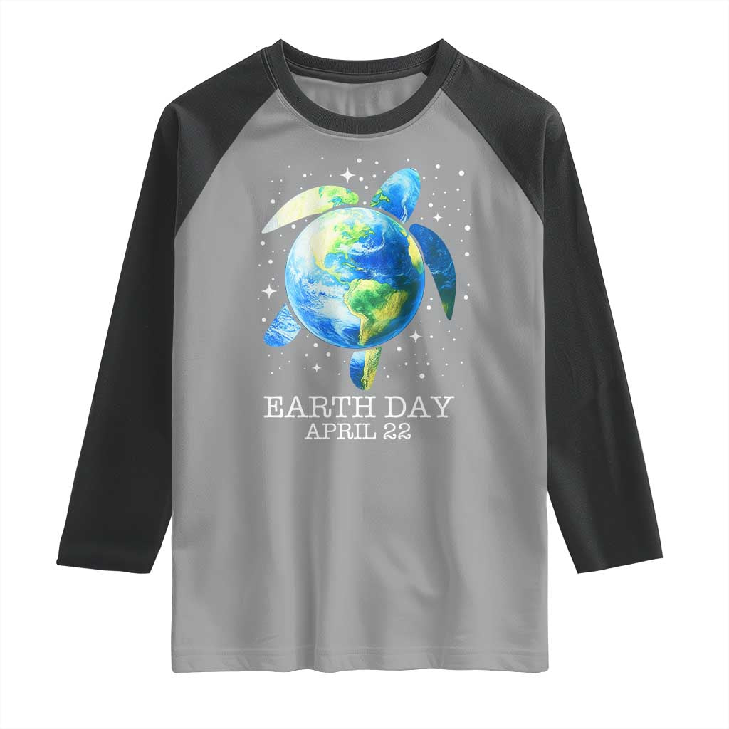 Earth Day Sea Turtle Raglan Shirt Restore Earth Save The Planet TS02 Sport Gray Black Print Your Wear