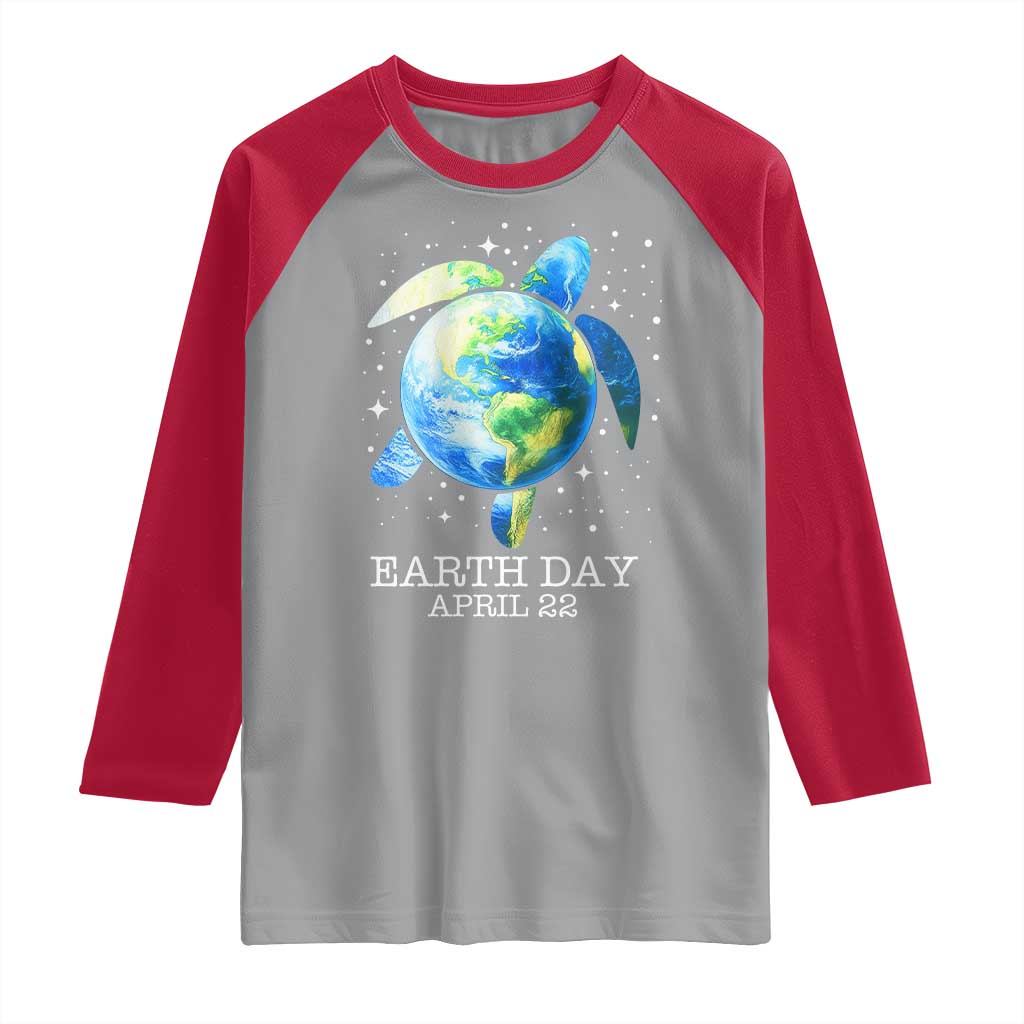 Earth Day Sea Turtle Raglan Shirt Restore Earth Save The Planet TS02 Sport Gray Red Print Your Wear