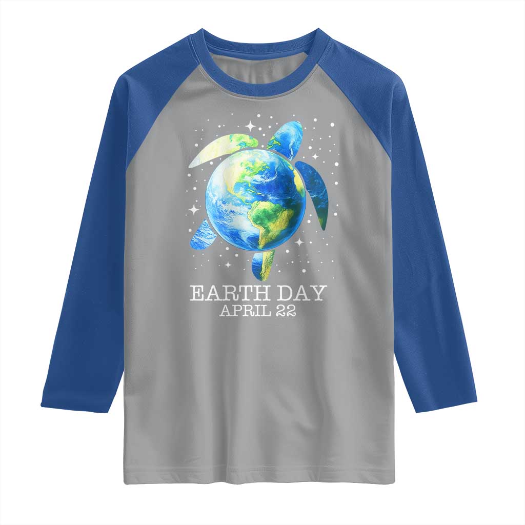 Earth Day Sea Turtle Raglan Shirt Restore Earth Save The Planet TS02 Sport Gray Royal Print Your Wear