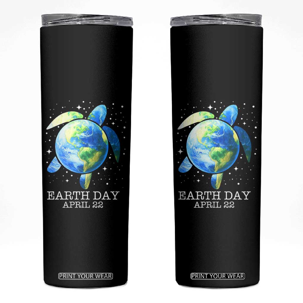 Earth Day Sea Turtle Skinny Tumbler Restore Earth Save The Planet TS02 Black Print Your Wear