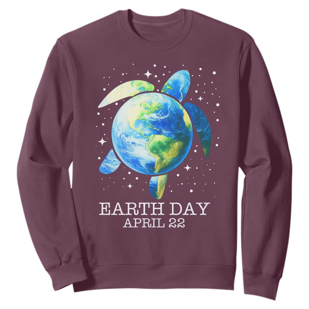 Earth Day Sea Turtle Sweatshirt Restore Earth Save The Planet TS02 Maroon Print Your Wear