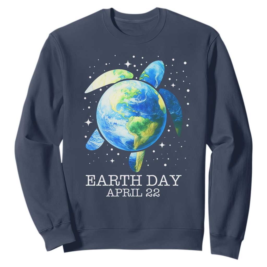 Earth Day Sea Turtle Sweatshirt Restore Earth Save The Planet TS02 Navy Print Your Wear