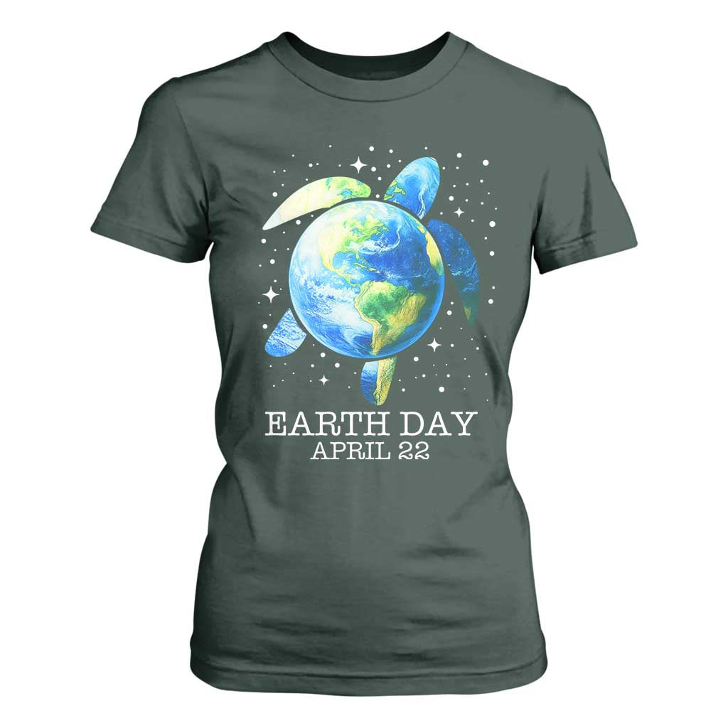 Earth Day Sea Turtle T Shirt For Women Restore Earth Save The Planet TS02 Dark Forest Green Print Your Wear
