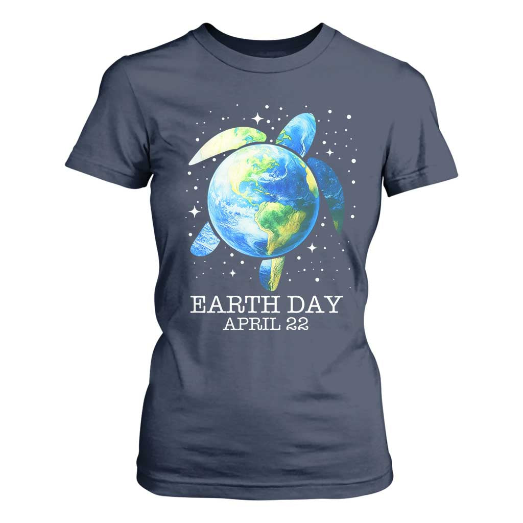 Earth Day Sea Turtle T Shirt For Women Restore Earth Save The Planet TS02 Navy Print Your Wear