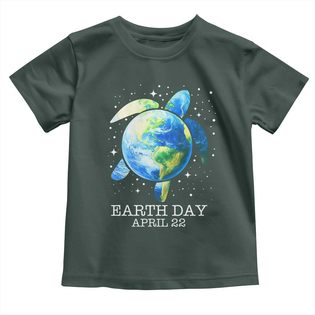 Earth Day Sea Turtle Toddler T Shirt Restore Earth Save The Planet TS02 Dark Forest Green Print Your Wear