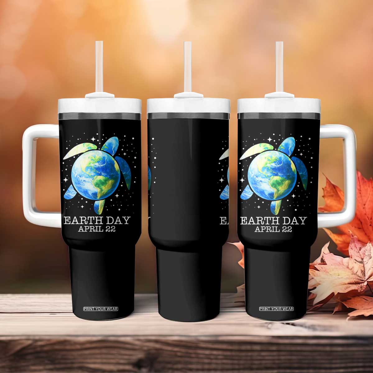 Earth Day Sea Turtle Tumbler With Handle Restore Earth Save The Planet TS02 Print Your Wear