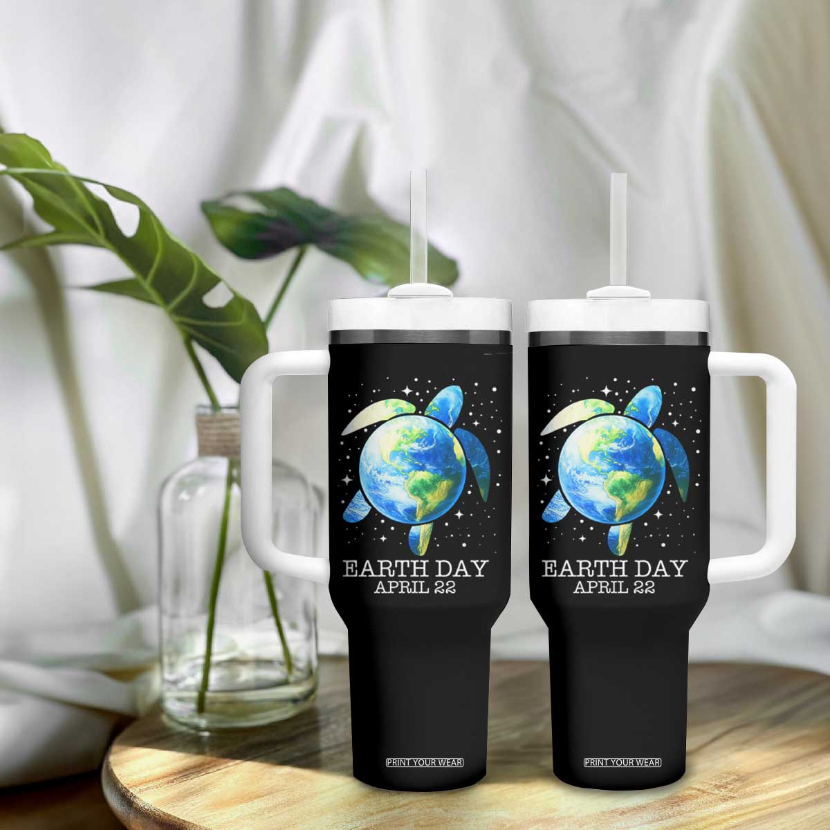 Earth Day Sea Turtle Tumbler With Handle Restore Earth Save The Planet TS02 Print Your Wear