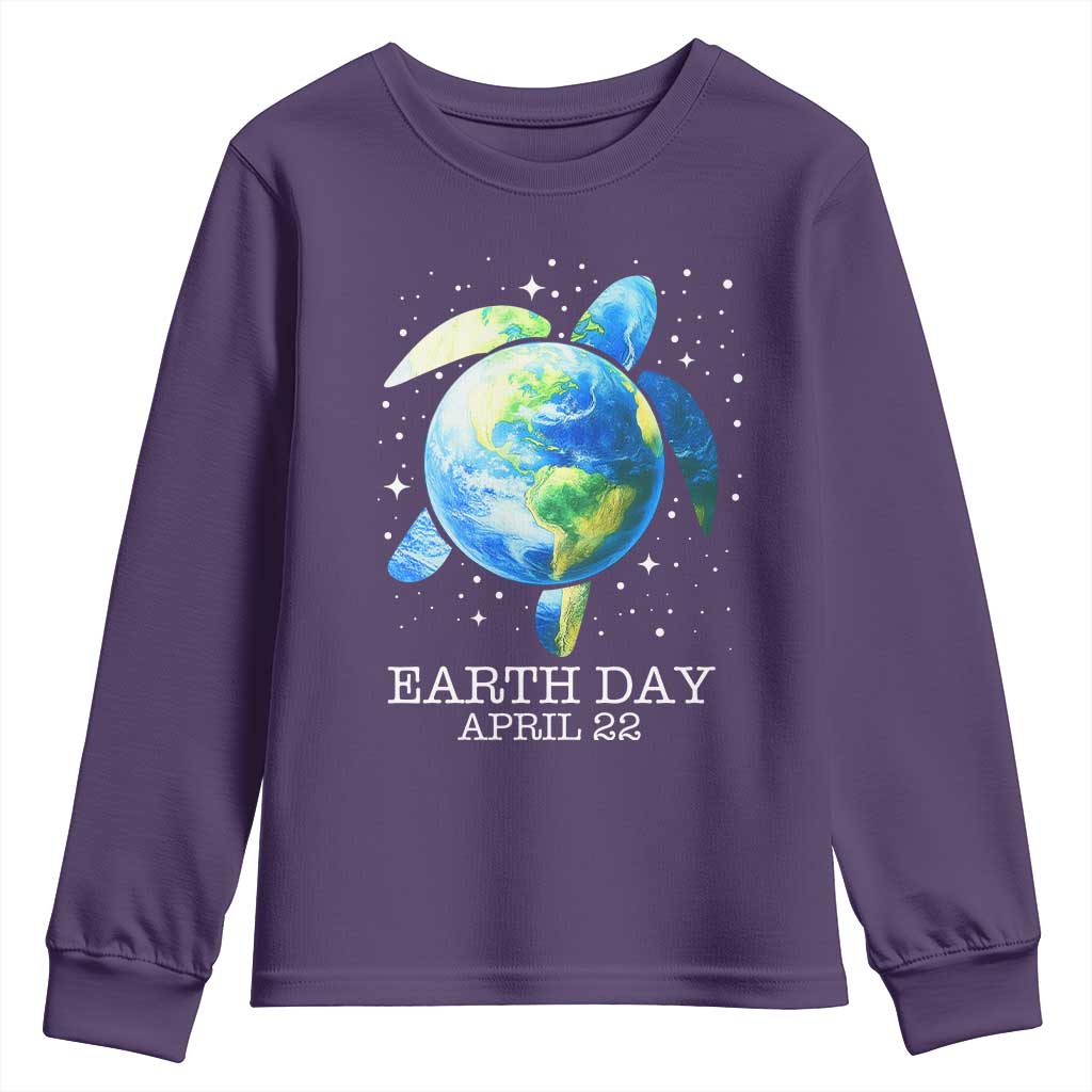 Earth Day Sea Turtle Youth Sweatshirt Restore Earth Save The Planet TS02 Purple Print Your Wear