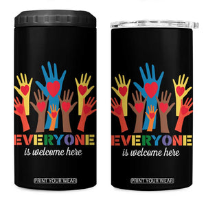 Everyone Is Welcome Here 4 in 1 Can Cooler Tumbler Equality Rainbow Fist Hands TS02 One Size: 16 oz Black Print Your Wear