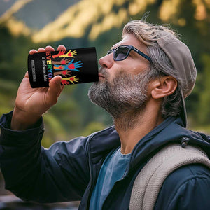 Everyone Is Welcome Here 4 in 1 Can Cooler Tumbler Equality Rainbow Fist Hands TS02 Print Your Wear