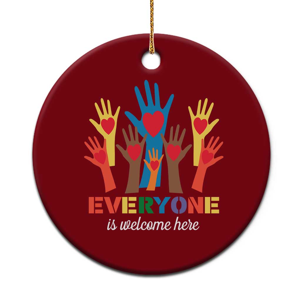 Everyone Is Welcome Here Ceramic Ornament Equality Rainbow Fist Hands TS02 1pc Red Print Your Wear