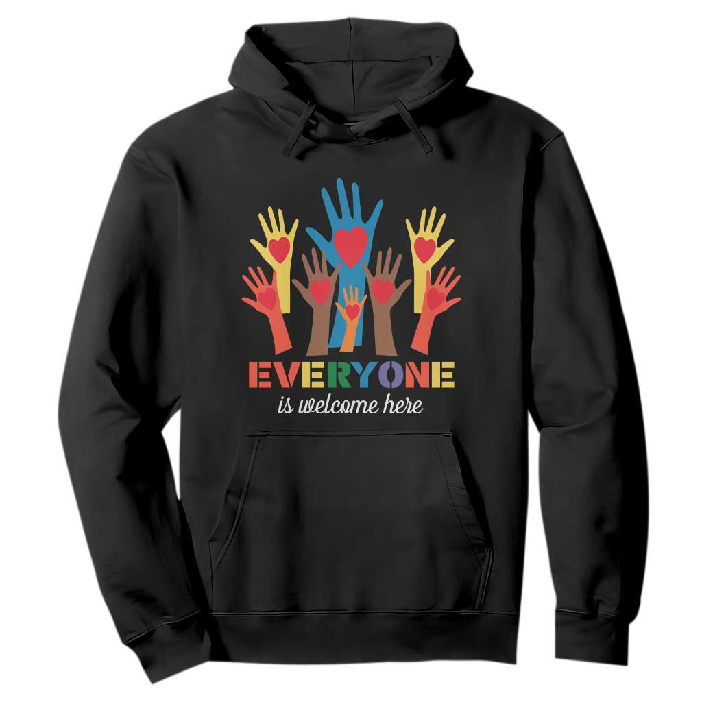 Everyone Is Welcome Here Hoodie Equality Rainbow Fist Hands TS02 Black Print Your Wear