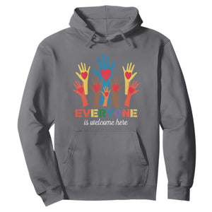 Everyone Is Welcome Here Hoodie Equality Rainbow Fist Hands TS02 Charcoal Print Your Wear
