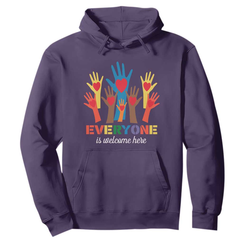 Everyone Is Welcome Here Hoodie Equality Rainbow Fist Hands TS02 Purple Print Your Wear