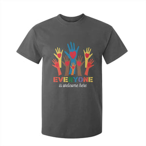 Everyone Is Welcome Here T Shirt For Kid Equality Rainbow Fist Hands TS02 Dark Heather Print Your Wear