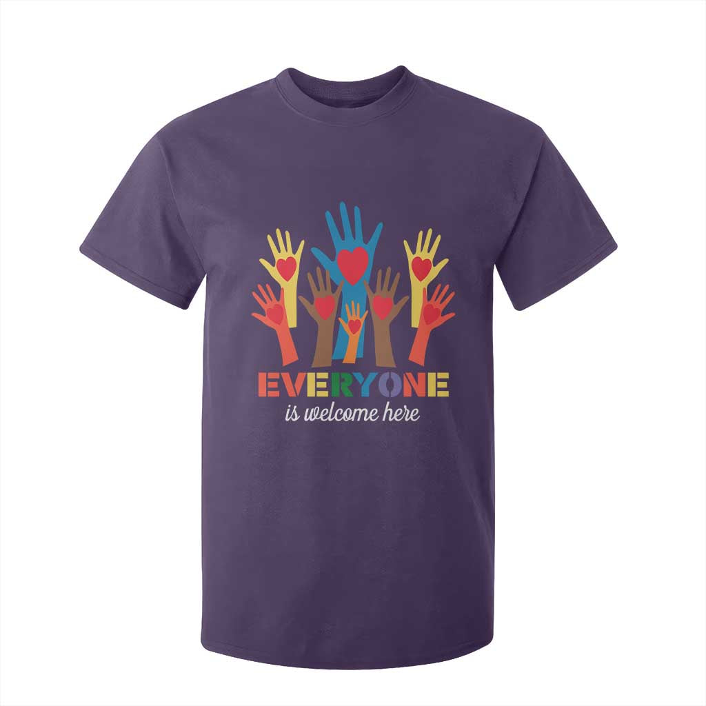 Everyone Is Welcome Here T Shirt For Kid Equality Rainbow Fist Hands TS02 Purple Print Your Wear