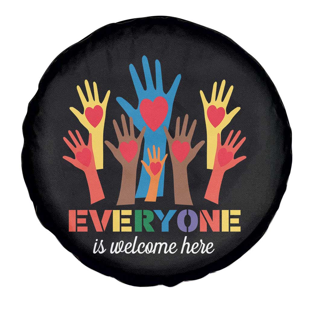 Everyone Is Welcome Here Spare Tire Cover Equality Rainbow Fist Hands TS02 Print Your Wear