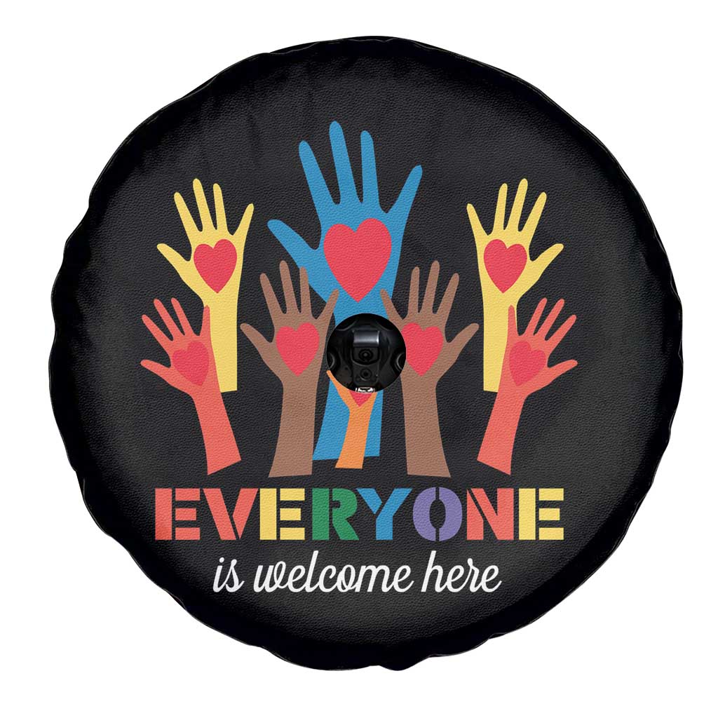 Everyone Is Welcome Here Spare Tire Cover Equality Rainbow Fist Hands TS02 Print Your Wear
