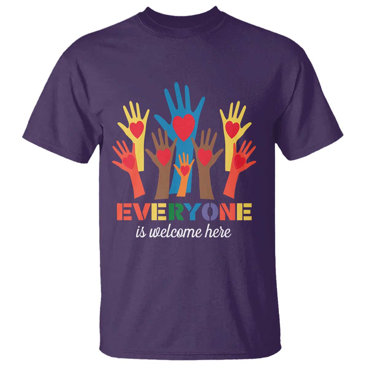 Everyone Is Welcome Here T Shirt Equality Rainbow Fist Hands TS02 Purple Print Your Wear