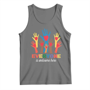 Everyone Is Welcome Here Tank Top Equality Rainbow Fist Hands TS02 Black Heather Print Your Wear