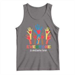 Everyone Is Welcome Here Tank Top Equality Rainbow Fist Hands TS02 Deep Heather Print Your Wear