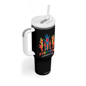 Everyone Is Welcome Here Tumbler With Handle Equality Rainbow Fist Hands TS02 Print Your Wear