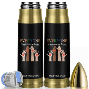Everyone Is Welcome Here Bullet Tumbler Equality Fist Hands Hearts TS02 Black Print Your Wear