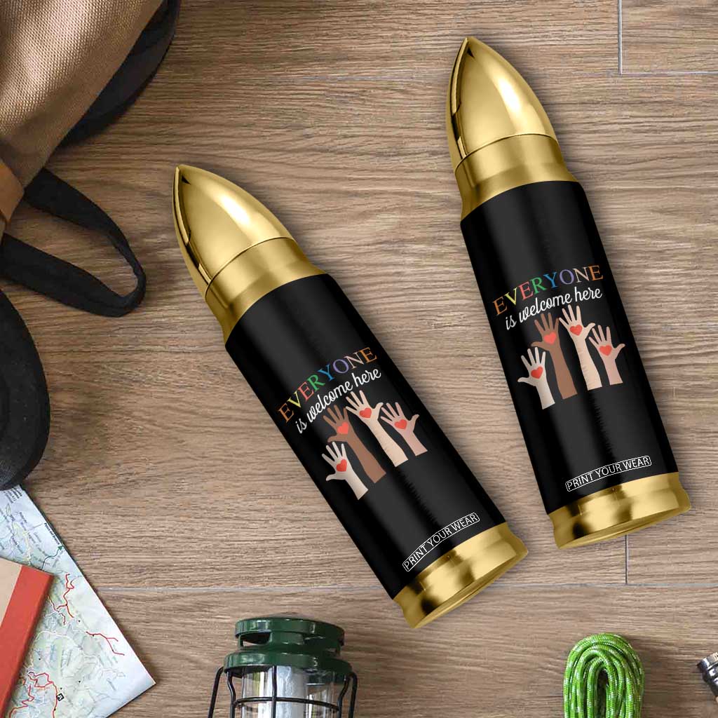 Everyone Is Welcome Here Bullet Tumbler Equality Fist Hands Hearts TS02 Print Your Wear