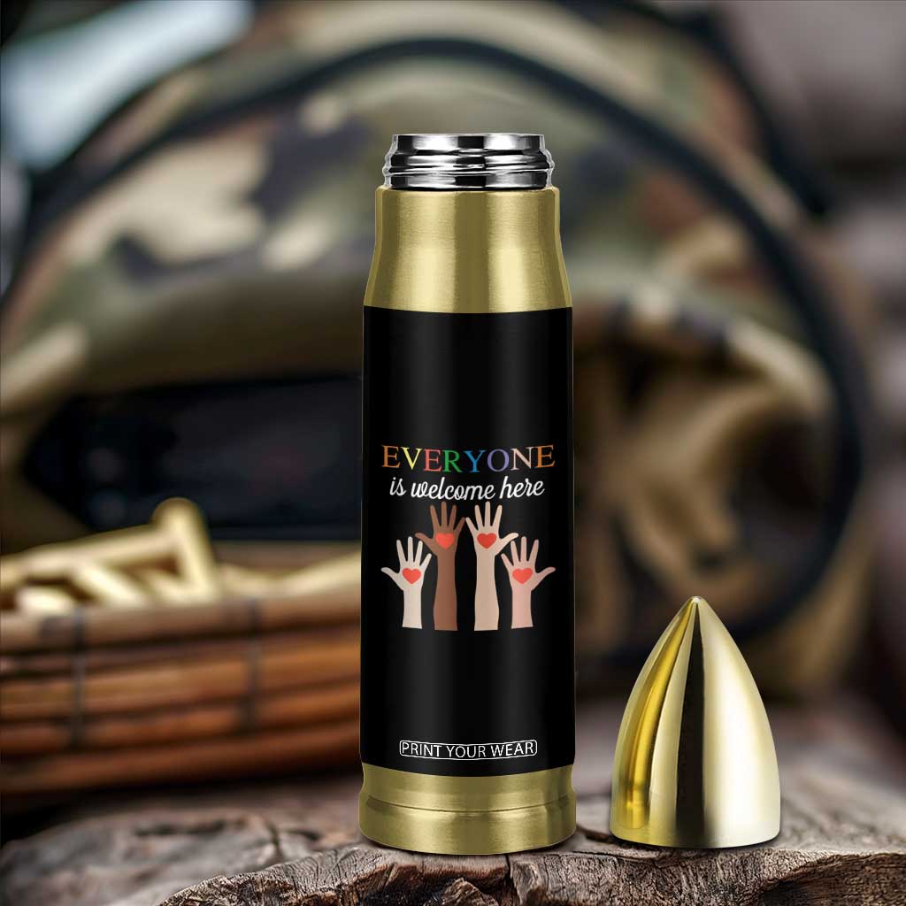 Everyone Is Welcome Here Bullet Tumbler Equality Fist Hands Hearts TS02 Print Your Wear