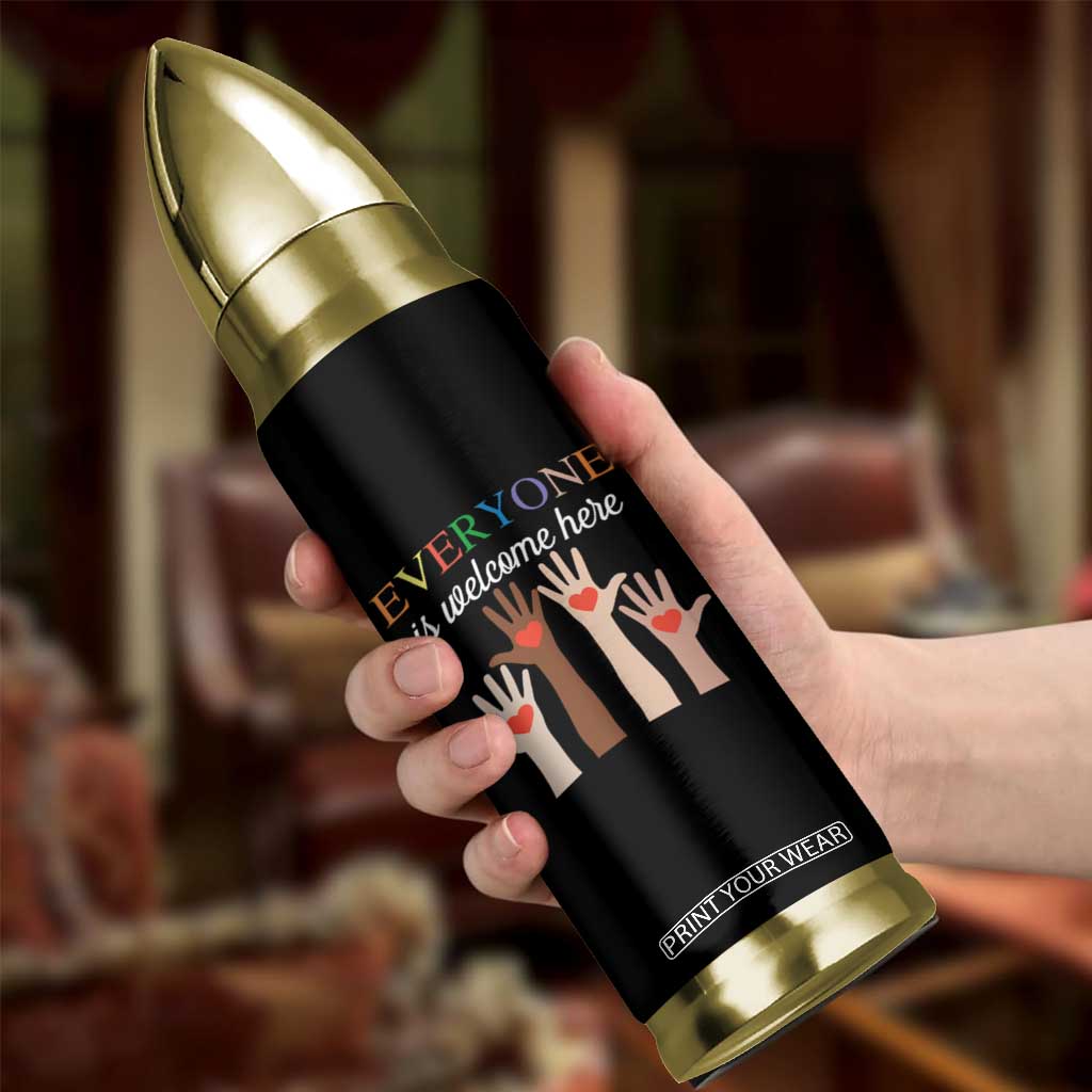 Everyone Is Welcome Here Bullet Tumbler Equality Fist Hands Hearts TS02 Print Your Wear