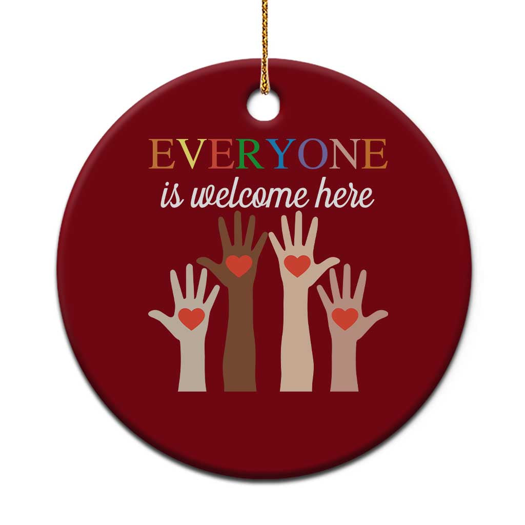 Everyone Is Welcome Here Ceramic Ornament Equality Fist Hands Hearts TS02 1pc Red Print Your Wear