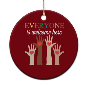 Everyone Is Welcome Here Ceramic Ornament Equality Fist Hands Hearts TS02 1pc Red Print Your Wear