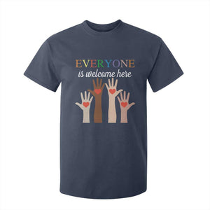 Everyone Is Welcome Here T Shirt For Kid Equality Fist Hands Hearts TS02 Navy Print Your Wear
