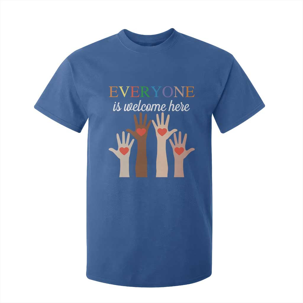 Everyone Is Welcome Here T Shirt For Kid Equality Fist Hands Hearts TS02 Royal Blue Print Your Wear