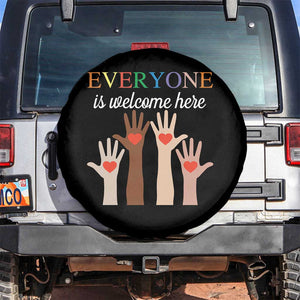 Everyone Is Welcome Here Spare Tire Cover Equality Fist Hands Hearts TS02 No hole Black Print Your Wear