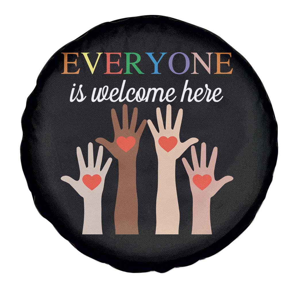 Everyone Is Welcome Here Spare Tire Cover Equality Fist Hands Hearts TS02 Print Your Wear