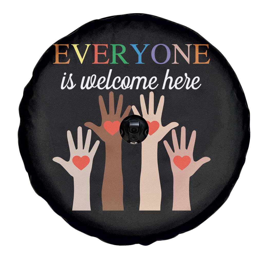 Everyone Is Welcome Here Spare Tire Cover Equality Fist Hands Hearts TS02 Print Your Wear