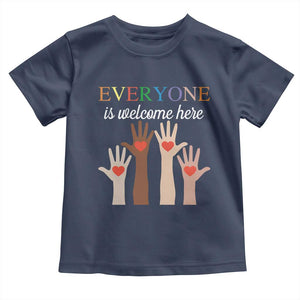 Everyone Is Welcome Here Toddler T Shirt Equality Fist Hands Hearts TS02 Navy Print Your Wear