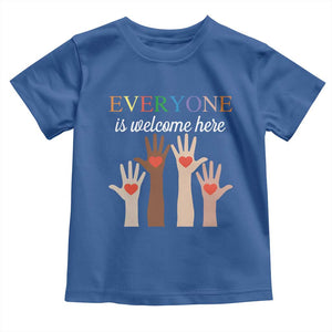 Everyone Is Welcome Here Toddler T Shirt Equality Fist Hands Hearts TS02 Royal Blue Print Your Wear
