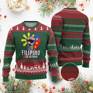 I Am Not Filipino For Nothing Ugly Christmas Sweater Fight Supporter Philippine Flag TS02 Red Green Print Your Wear