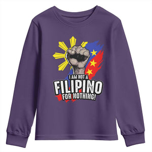 I Am Not Filipino For Nothing Youth Sweatshirt Fight Supporter Philippine Flag TS02 Purple Print Your Wear