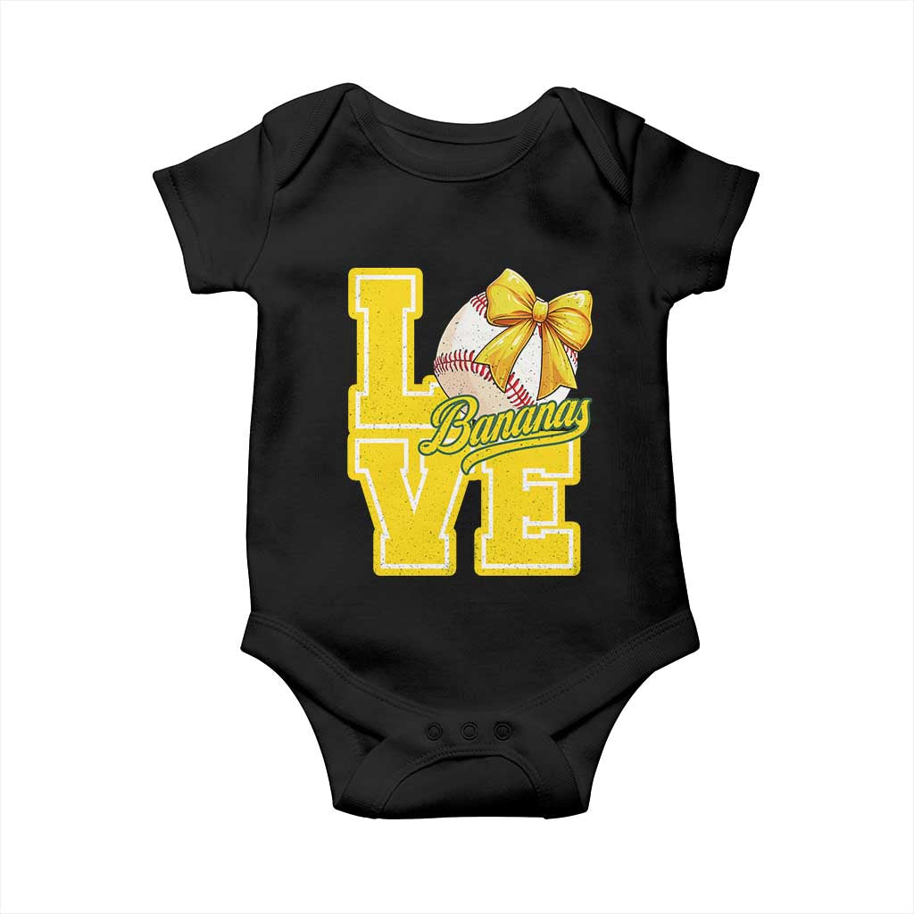 Vintage Banana Coquette Bow Baby Onesie LOVE Baseball Fan Sport Lover TS02 Black Print Your Wear