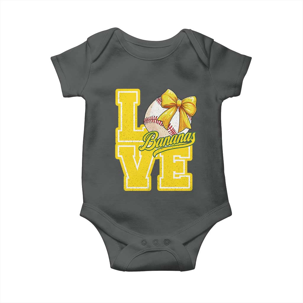 Vintage Banana Coquette Bow Baby Onesie LOVE Baseball Fan Sport Lover TS02 Dark Heather Print Your Wear