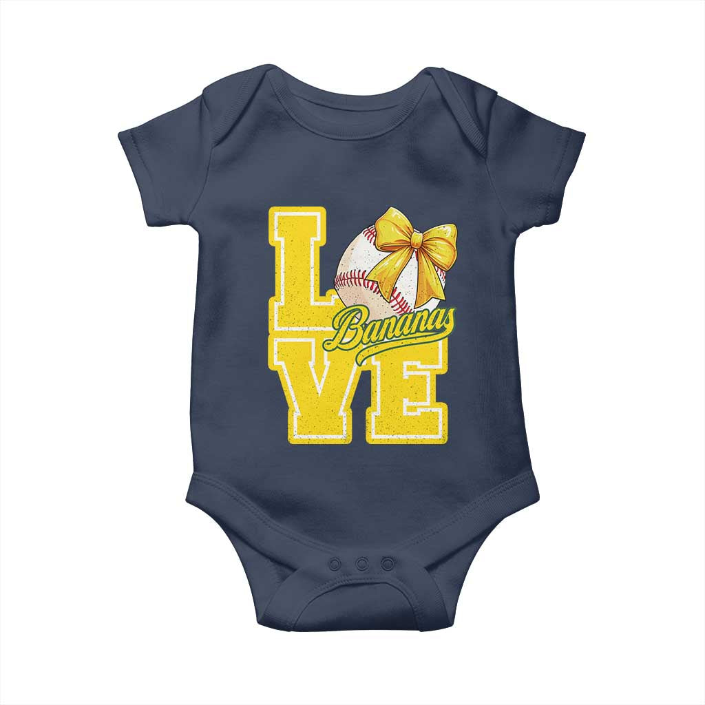 Vintage Banana Coquette Bow Baby Onesie LOVE Baseball Fan Sport Lover TS02 Navy Print Your Wear