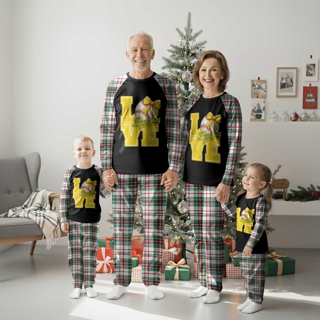 Vintage Banana Coquette Bow Plaid Pajama Set LOVE Baseball Fan Sport Lover TS02 Christmas Plaid Print Your Wear